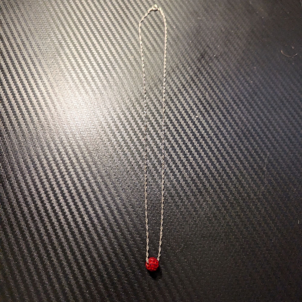 Sterling Silver Red Bead Necklace